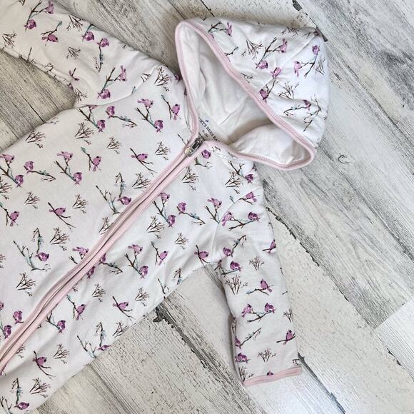 Burt's Bees Baby Pink Snowy Songbirds Bunting Size 0-3 Months - Picture 3 of 10